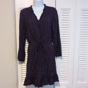 Draper James Navy and Red Long Sleeve Dress